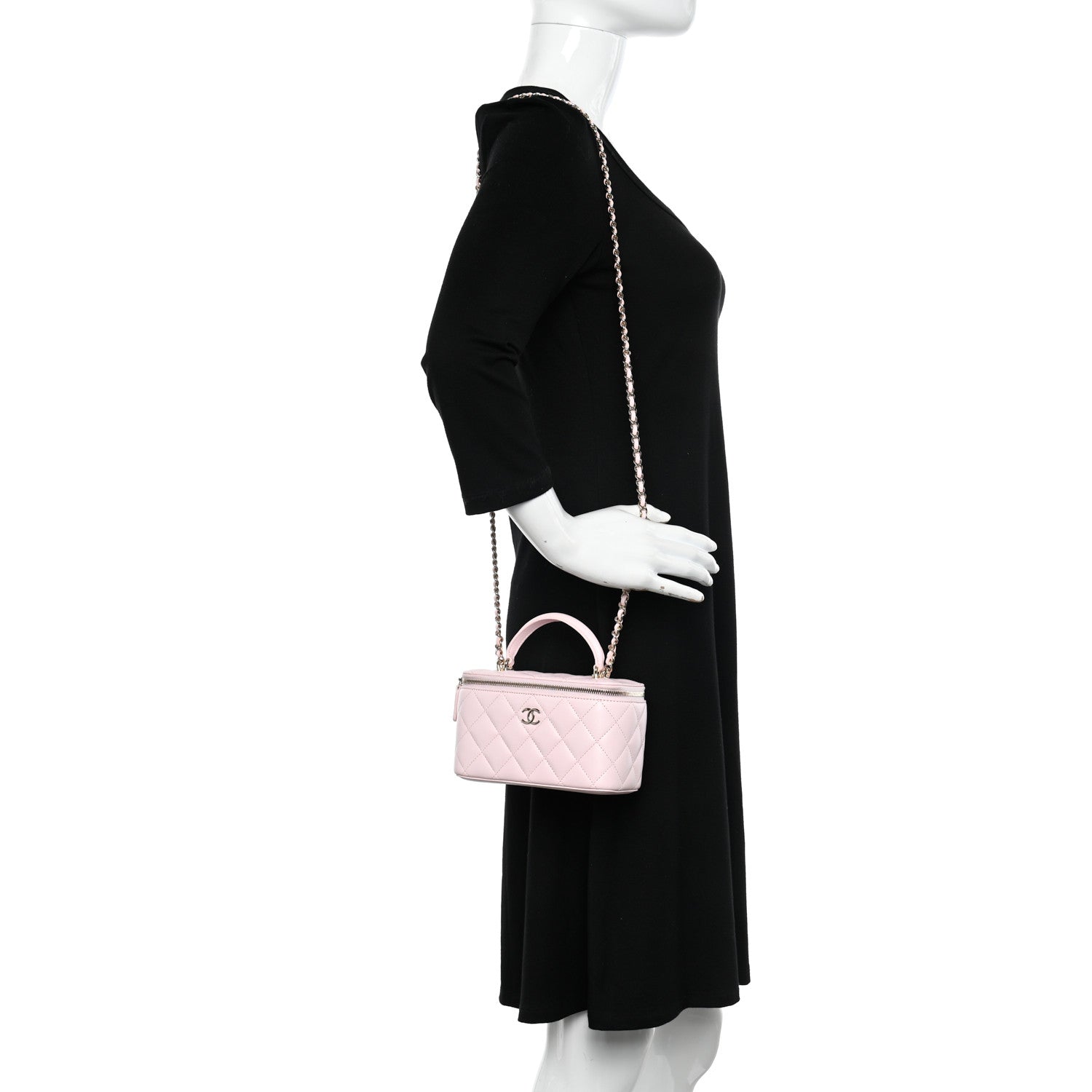 Chanel Lambskin Quilted Small Top Handle Vanity Case With Chain Light Pink 2 of 11