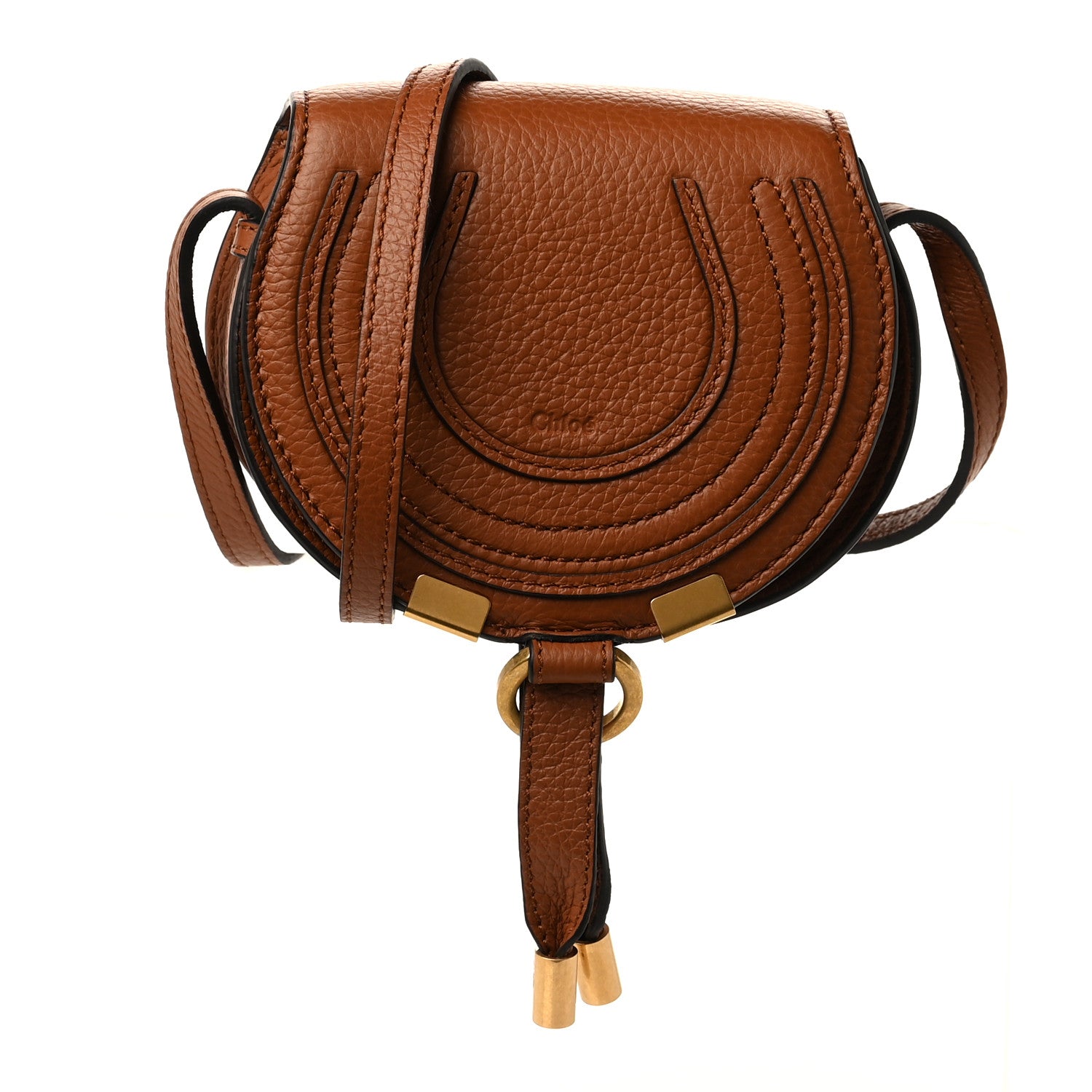 Chloe Calfskin Nano Marcie Saddle Bag Tan 1 of 7