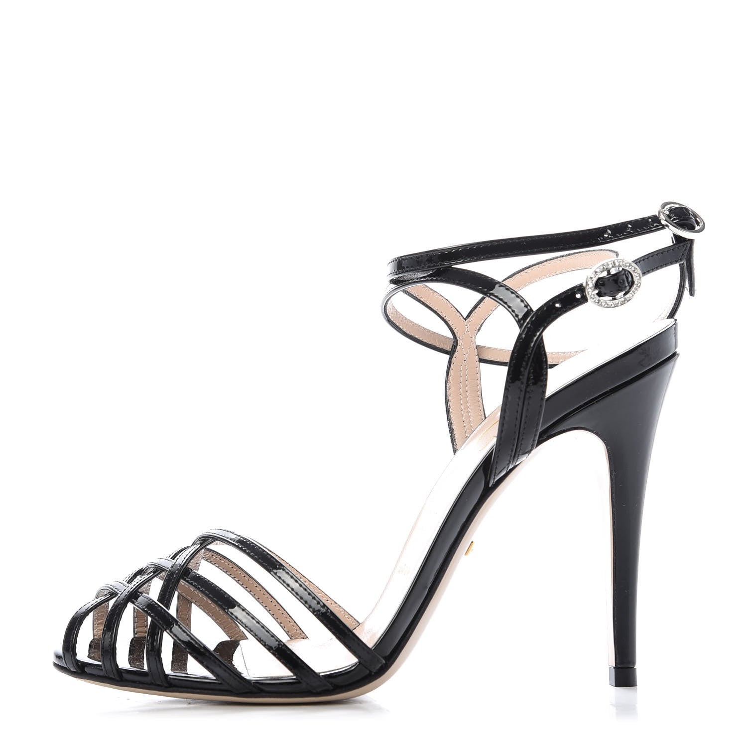 Gucci Patent Strappy Sandals 38 Black 1 of 9