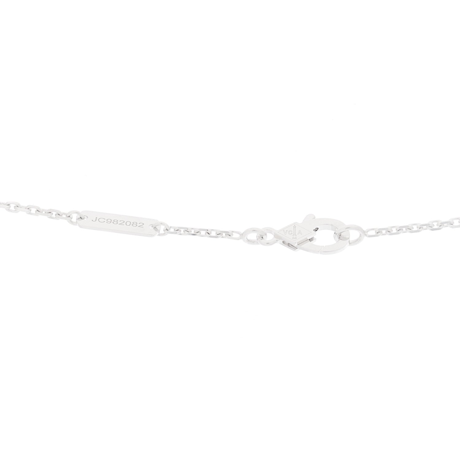 Van Cleef & Arpels 18K White Gold Diamond Celadon Green Sevres Porcelain Vintage Alhambra Pendant Necklace 4 of 6