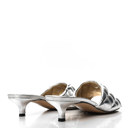 Bottega Veneta Metallic Nappa Reflection Matelasse Padded Kitten Heel Mule Sandals 40 Silver 4 of 8