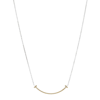 Tiffany 18K White Gold Yellow Sapphire Small T Smile Pendant Necklace 1 of 6
