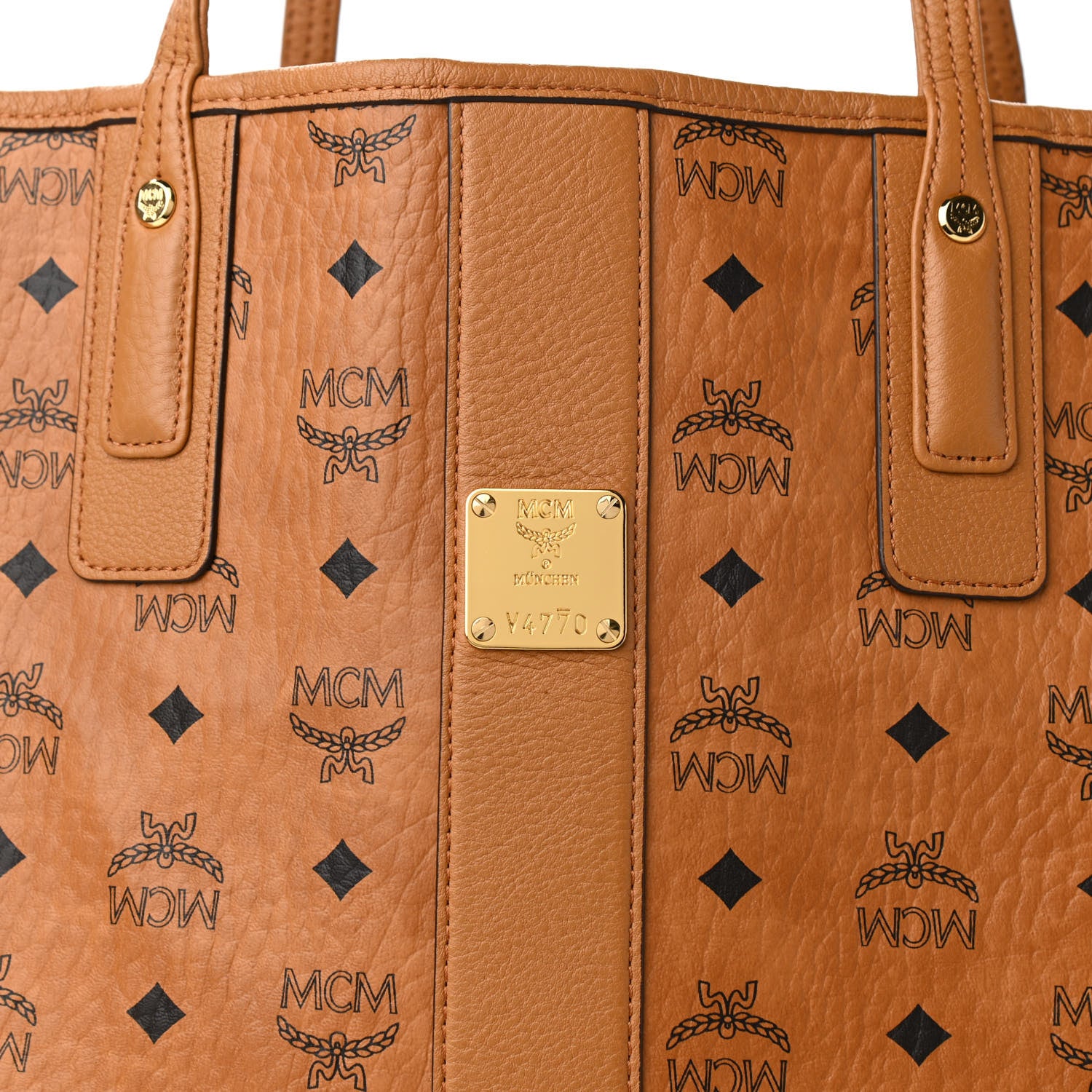 MCM Visetos Large Liz Reversible Shopper Tote Cognac 11 of 16