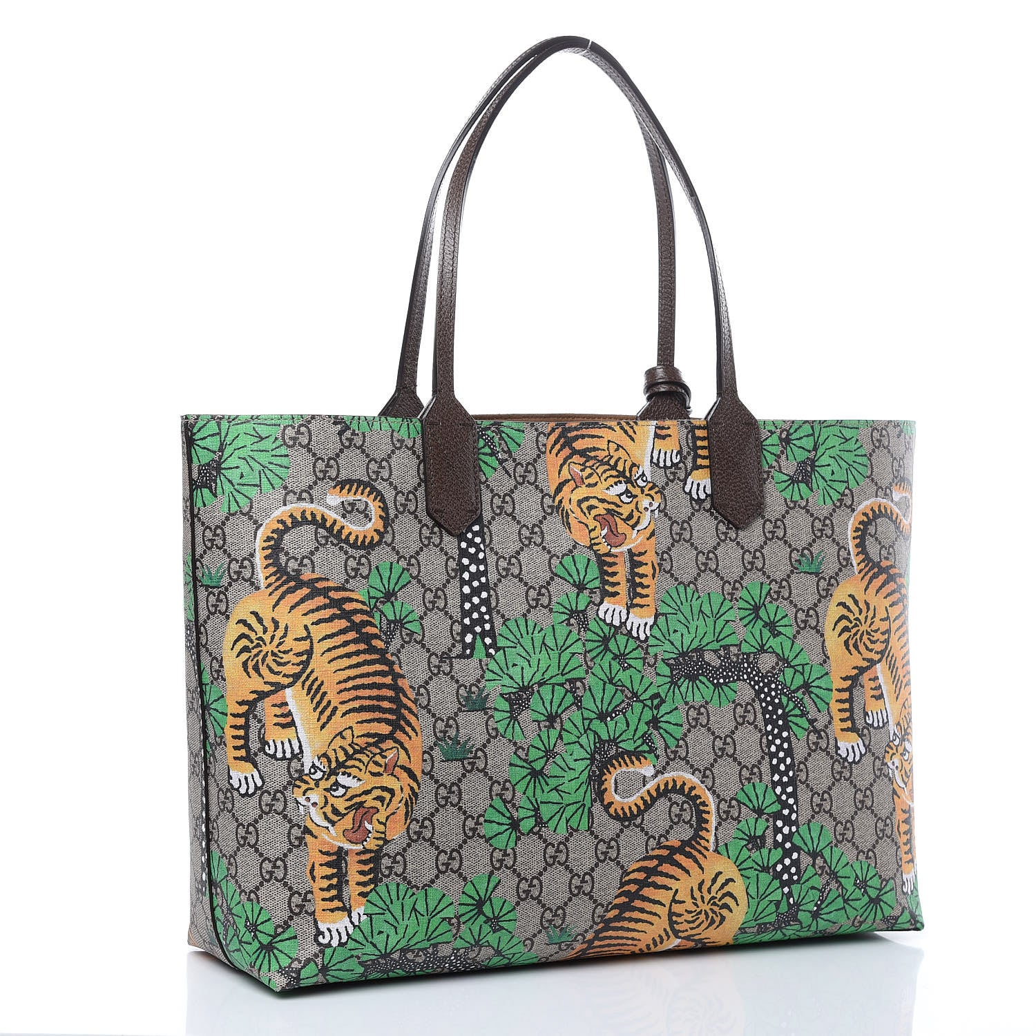 Gucci GG Supreme Monogram Bengal Medium Shopping Tote Beige Yard 3 of 14