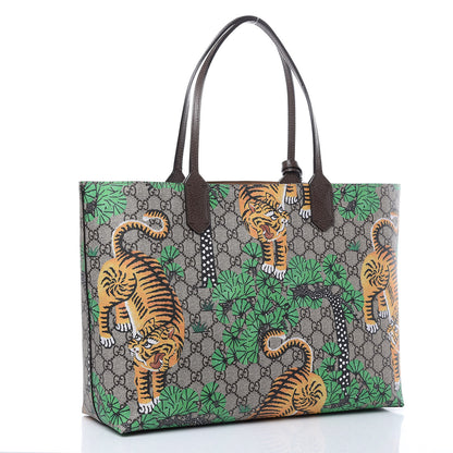 Gucci GG Supreme Monogram Bengal Medium Shopping Tote Beige Yard 3 of 14