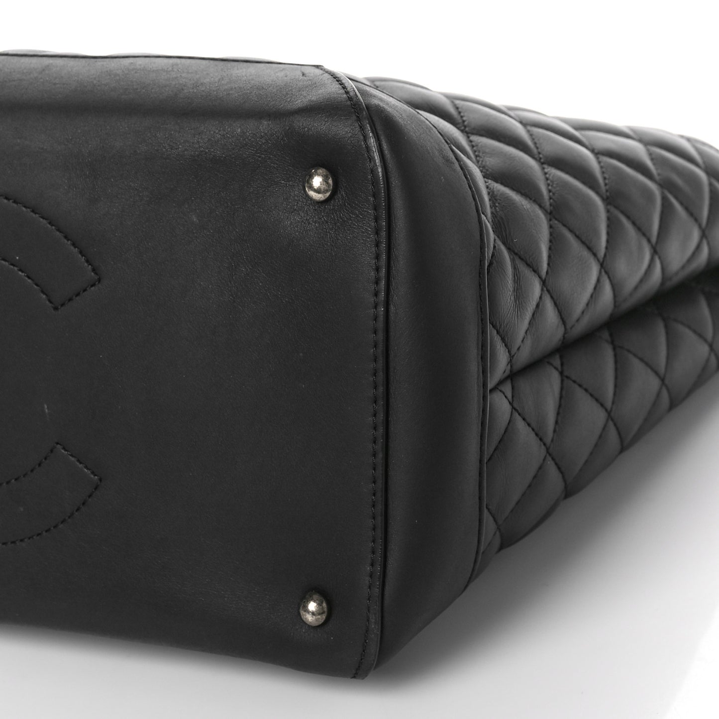Calfskin Quilted Large Easy Shopping Tote Black