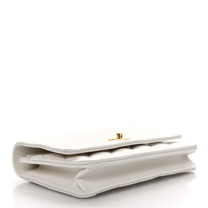 Chanel Lambskin Quilted Resin Chain Top Handle Wallet On Chain WOC White 4 of 14