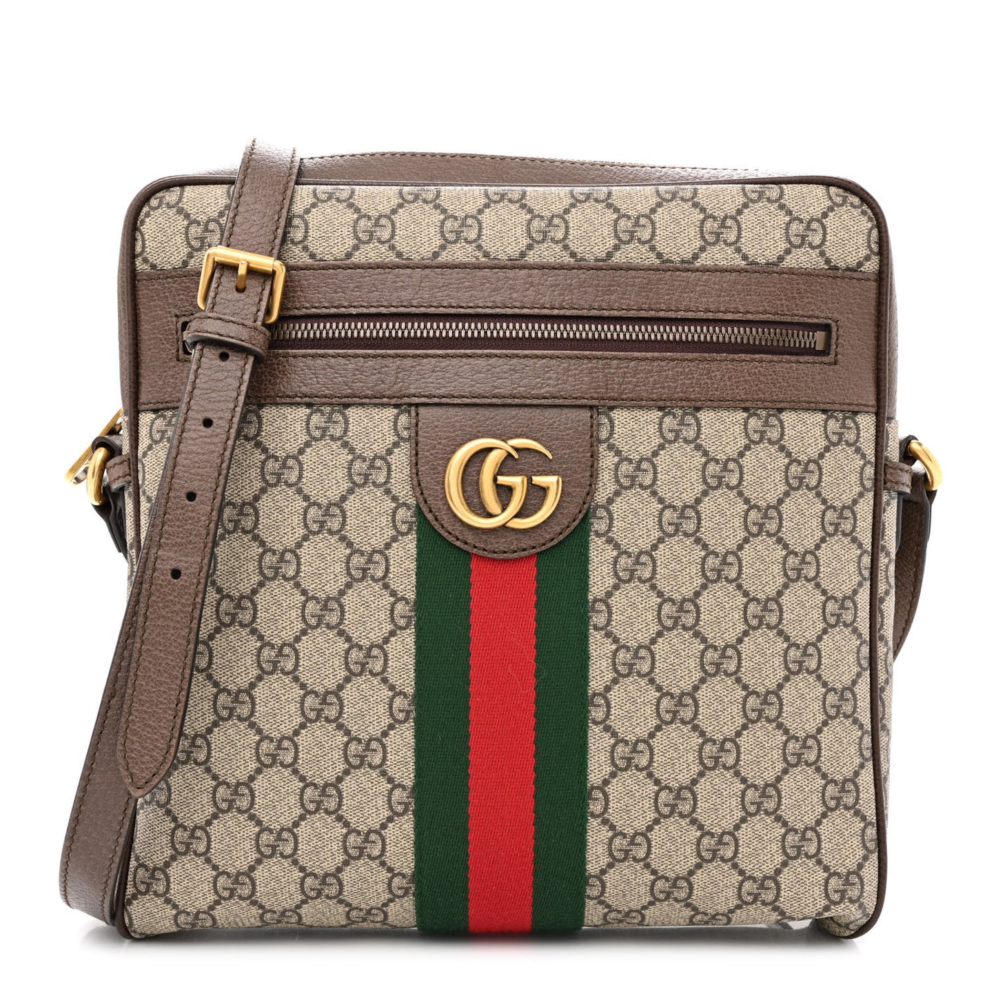 GG Supreme Monogram Web Medium Ophidia Messenger Bag Brown