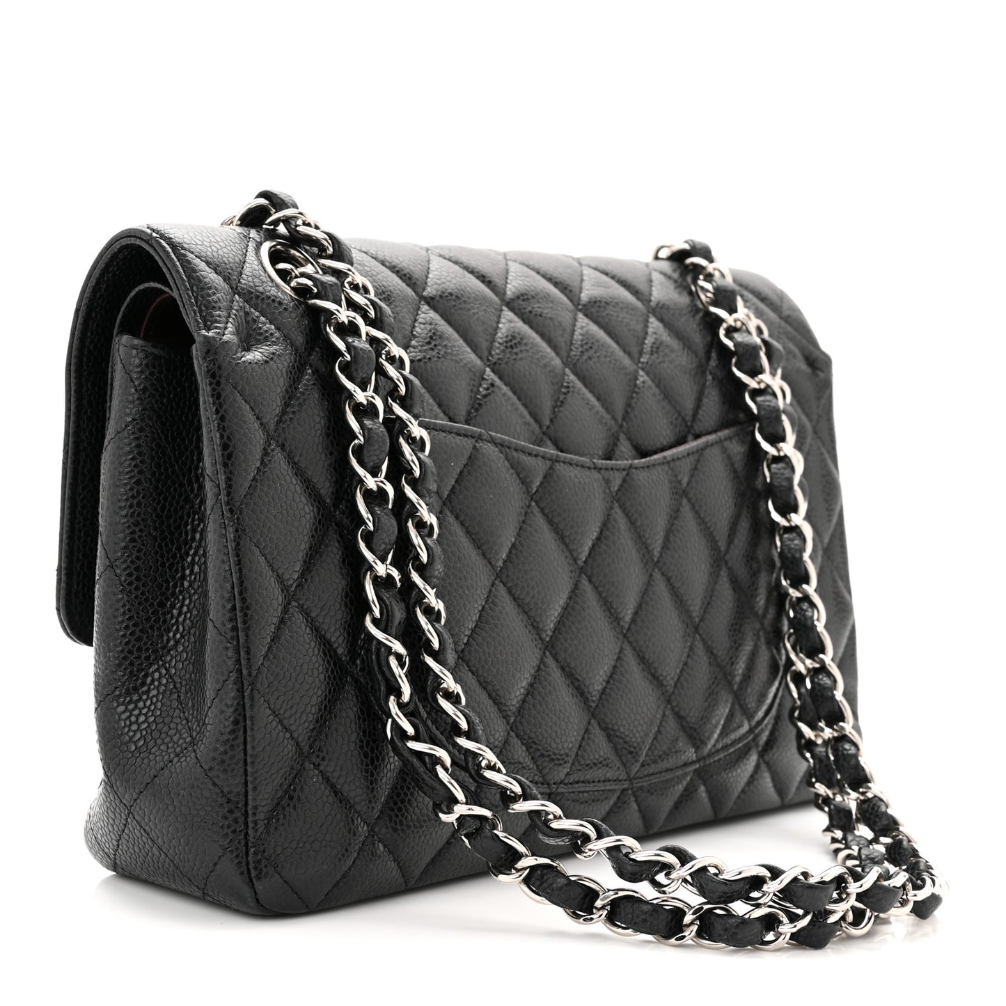 Caviar Quilted Medium Double Flap Black