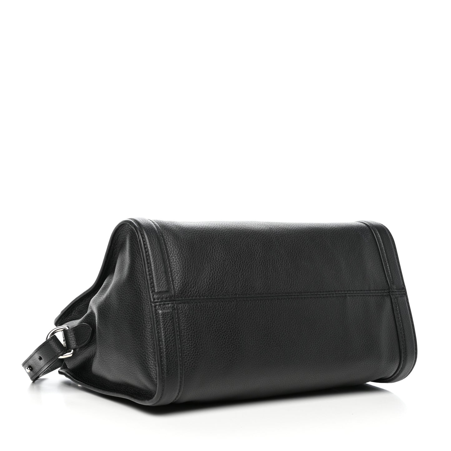 Pebbled Calfskin Small Skull Padlock Zip Around Tote Black