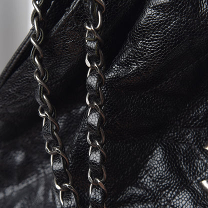Chanel Distressed Glazed Caviar Quilted Large Elastic Tote Black 15 of 18