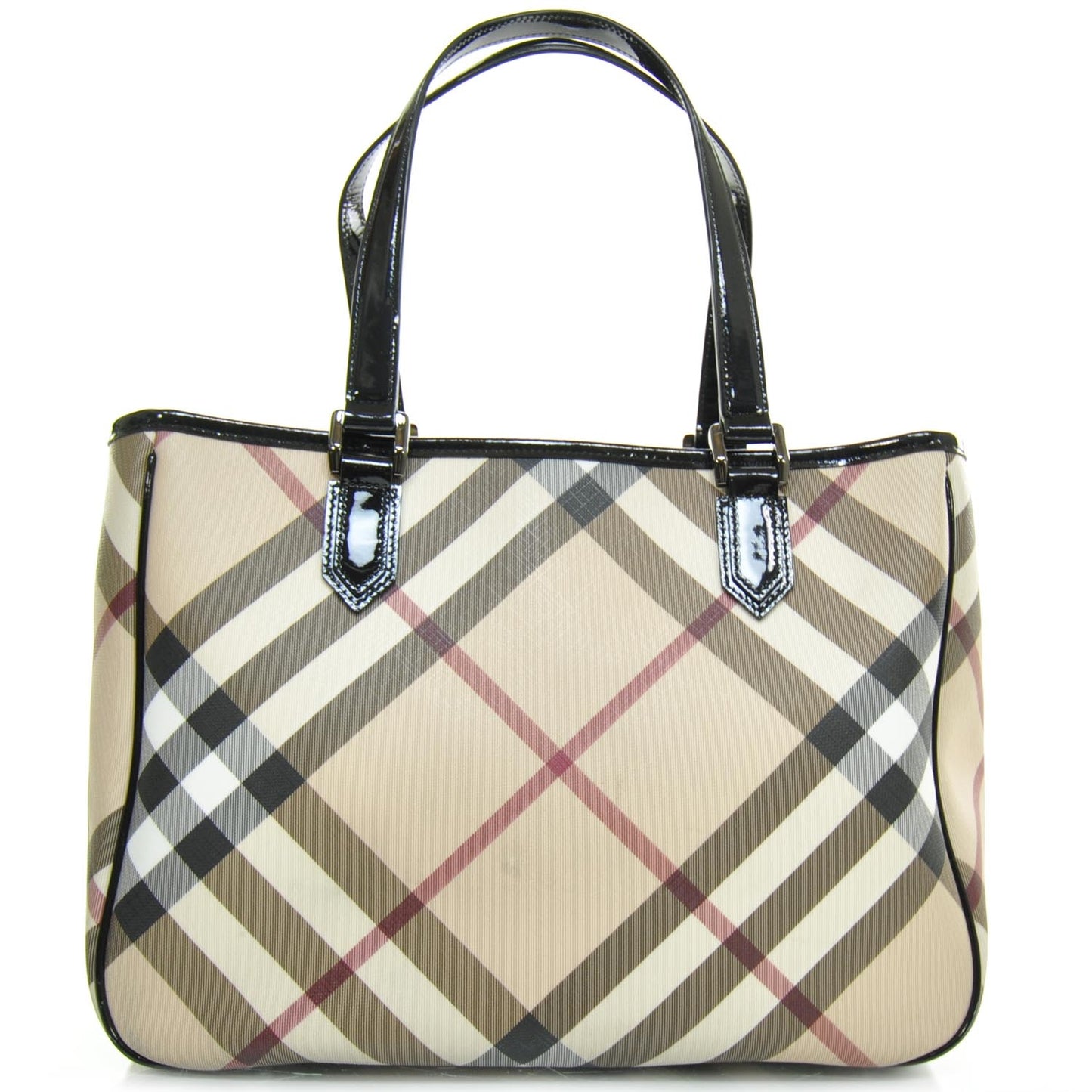 Patent Trim Nova Check Tote