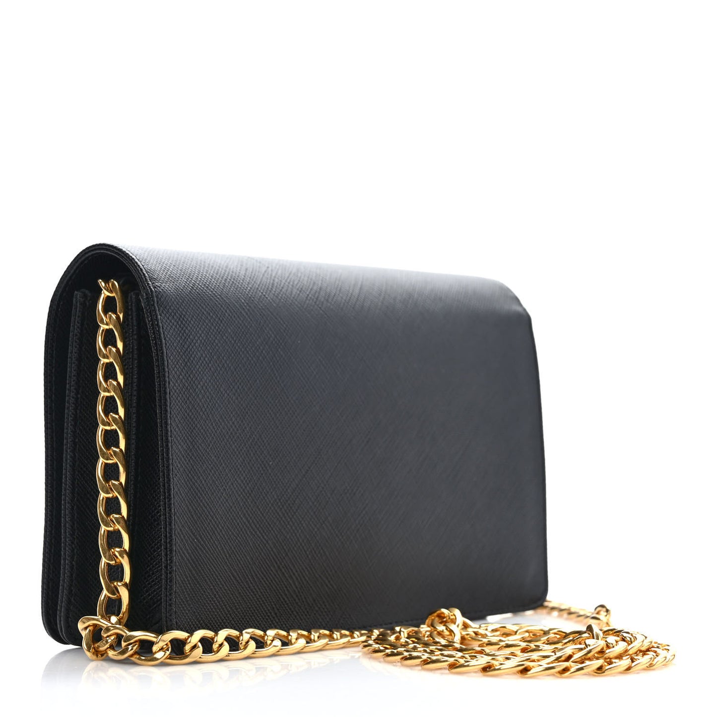 Saffiano Lux Chain Wallet Black