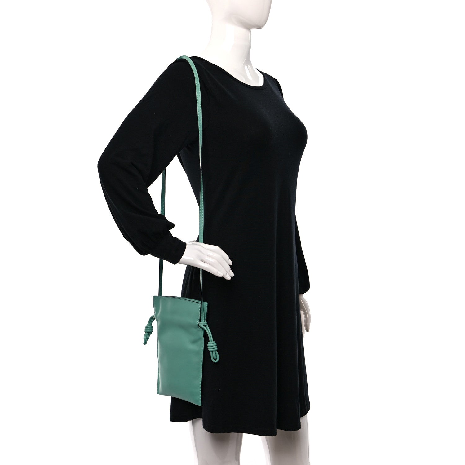 Loewe Calfskin Mini Drawstring Flamenco Knot Crossbody Bag Fresh Mint 3 of 8