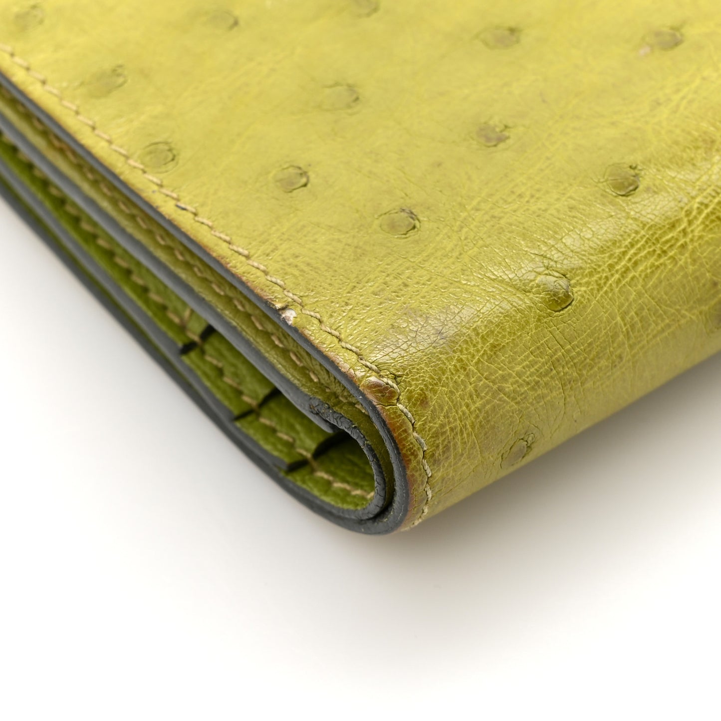Ostrich Bearn Compact Wallet Vert Anis