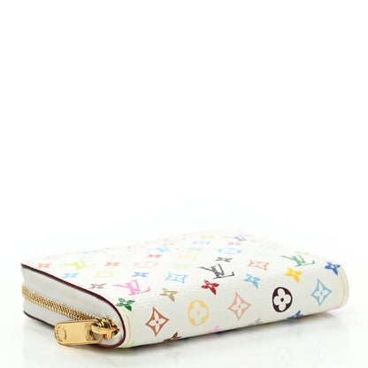 Louis Vuitton Monogram Multicolor Zippy Coin Purse Wallet White Litchi 4 of 6