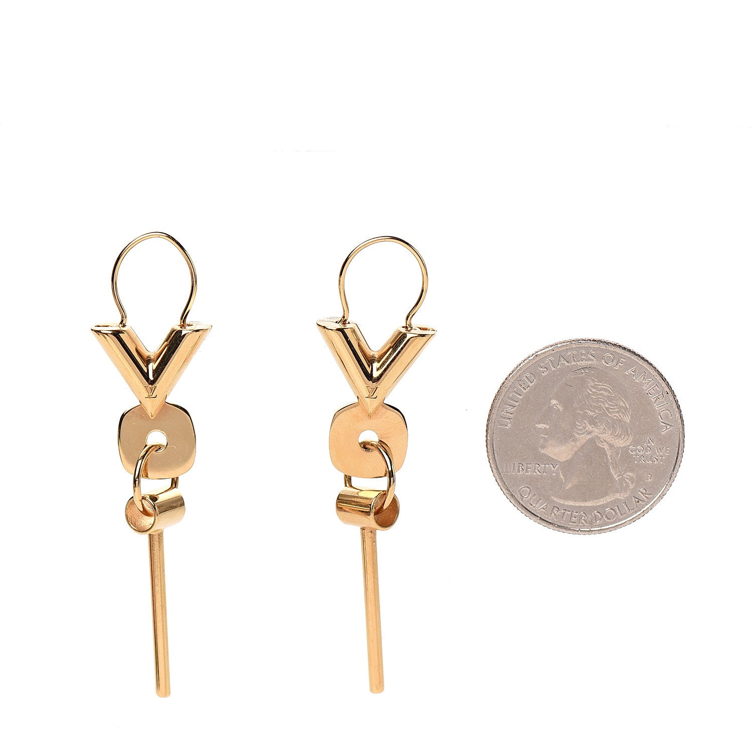 Louis Vuitton Brass Essential V Hoop Earrings Gold 2 of 5