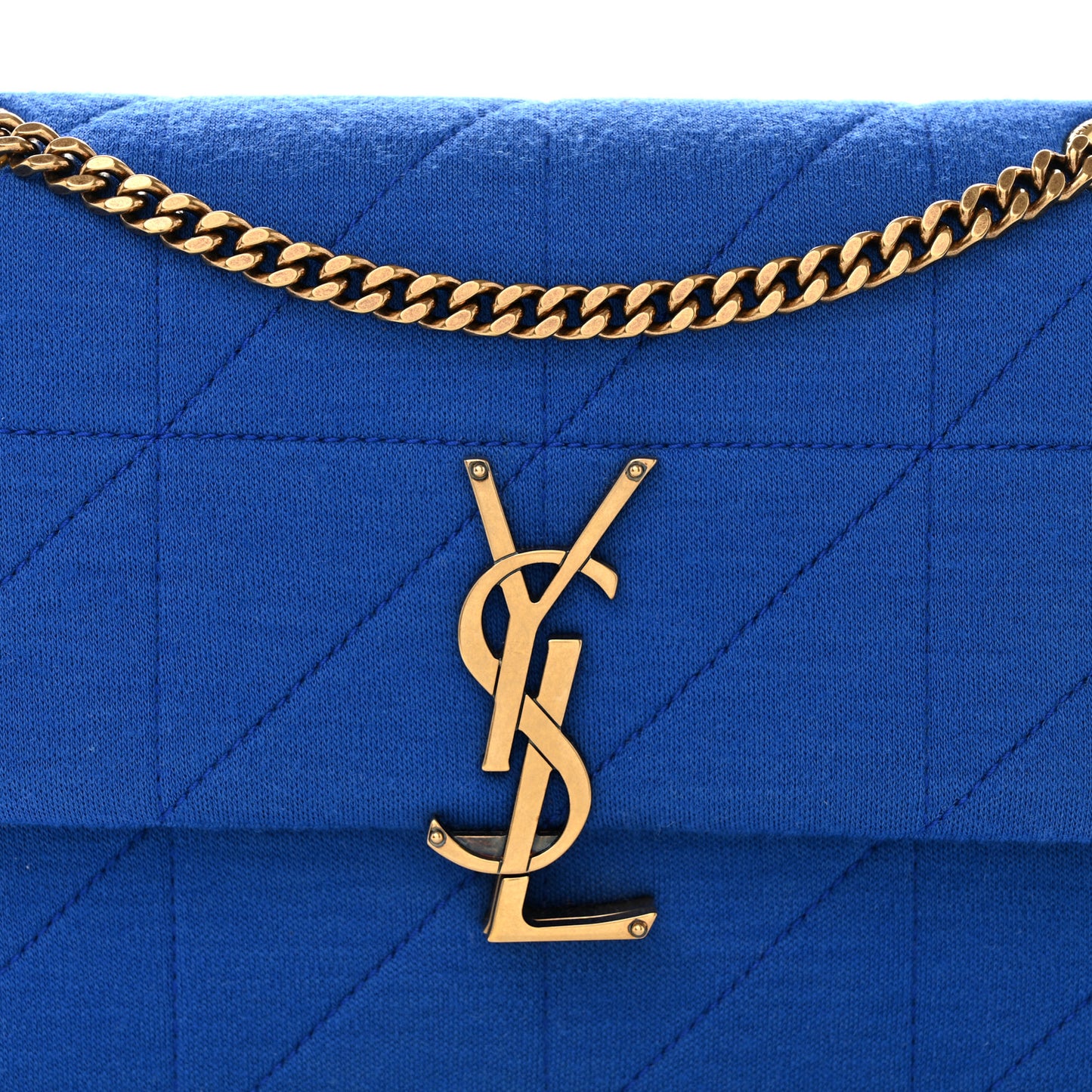 Jersey Wool Patchwork Monogram Medium Jamie Baguette Bleu Majorelle
