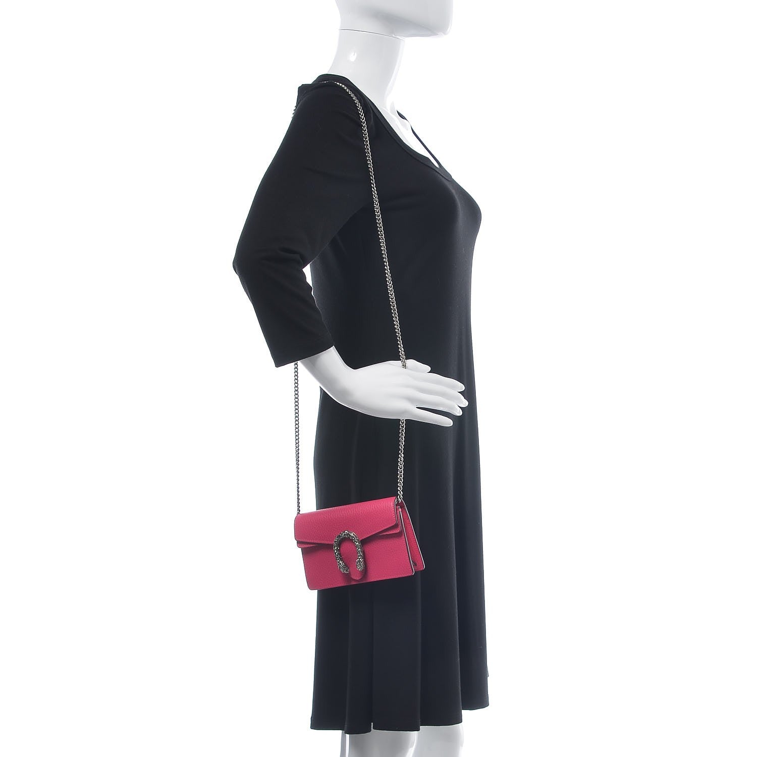 Gucci Dollar Calfskin Crystal Super Mini Dionysus Shoulder Bag Box Pink Black Diamond 2 of 7