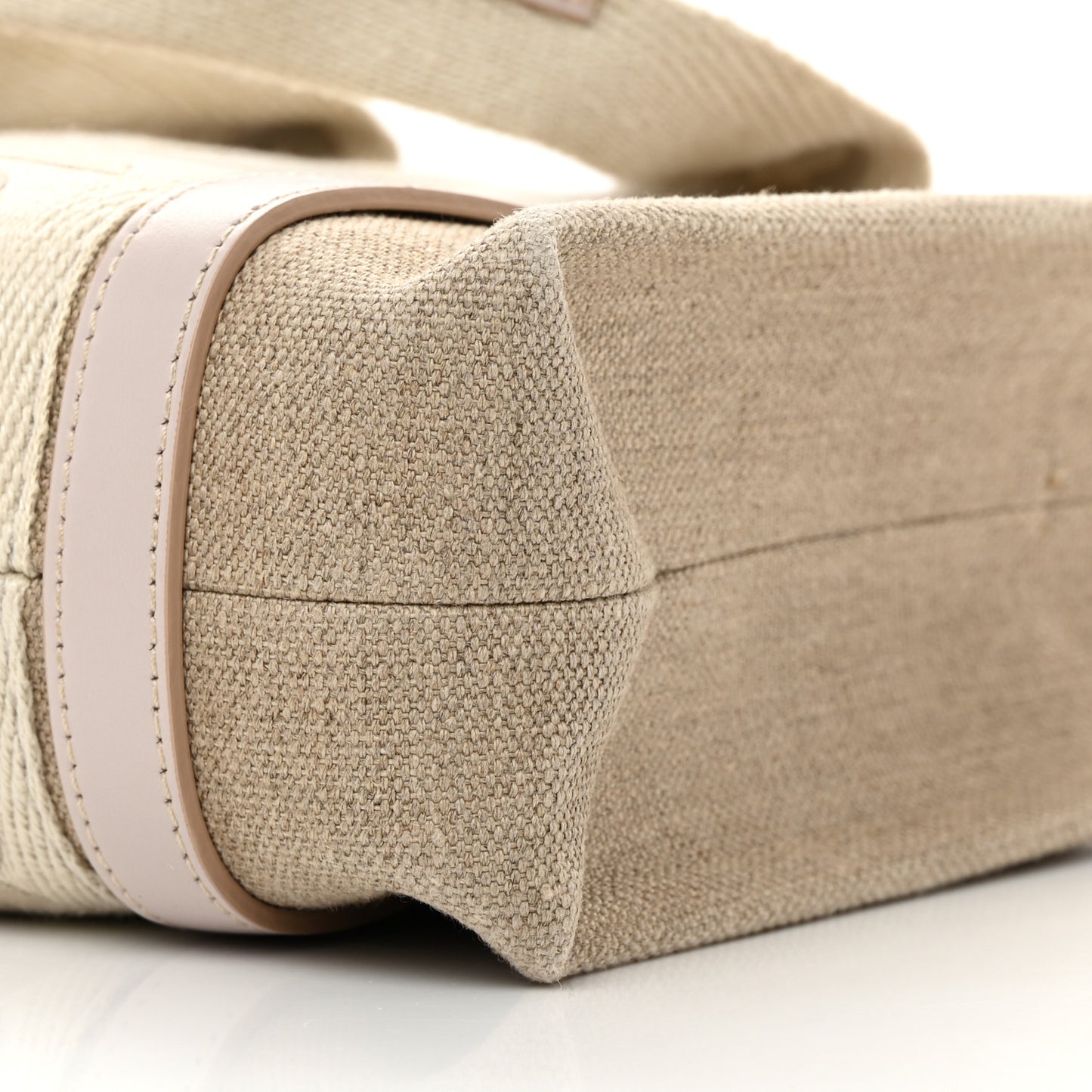 Cotton Calfskin Small Woody Ribbon Tote With Strap Cement Pink