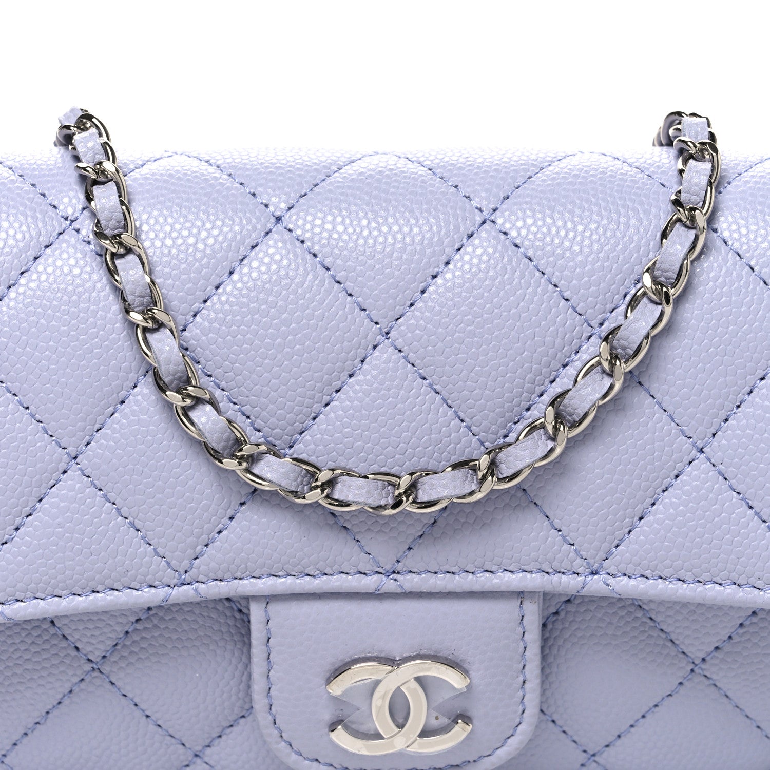 Chanel Caviar Quilted Glasses Case With Chain Light Purple 9 of 11