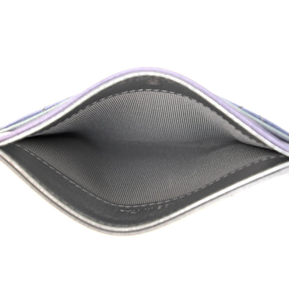 Chanel Gradient Metallic Calfskin Quilted Card Holder Silver Blue Yellow Purple 5 of 8