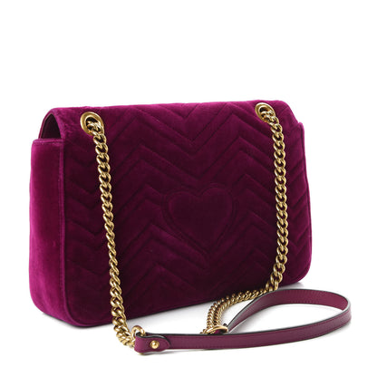 Gucci Velvet Matelasse Medium GG Marmont Shoulder Bag Rubin 4 of 25