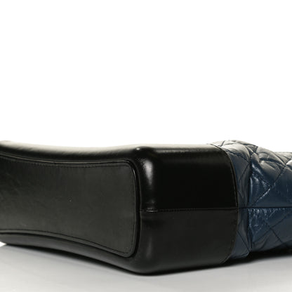 Chanel Aged Calfskin Quilted Medium Gabrielle Hobo Navy Black 10 of 16