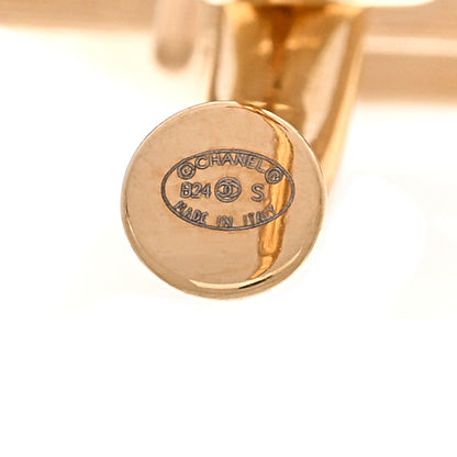 Chanel Metal Enamel CC Square Drop Earrings Gold Black Pink 4 of 5