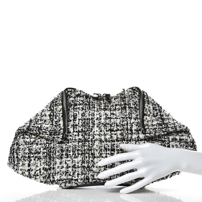 Alexander McQueen Tweed Calfskin Manta Clutch Black White 2 of 9