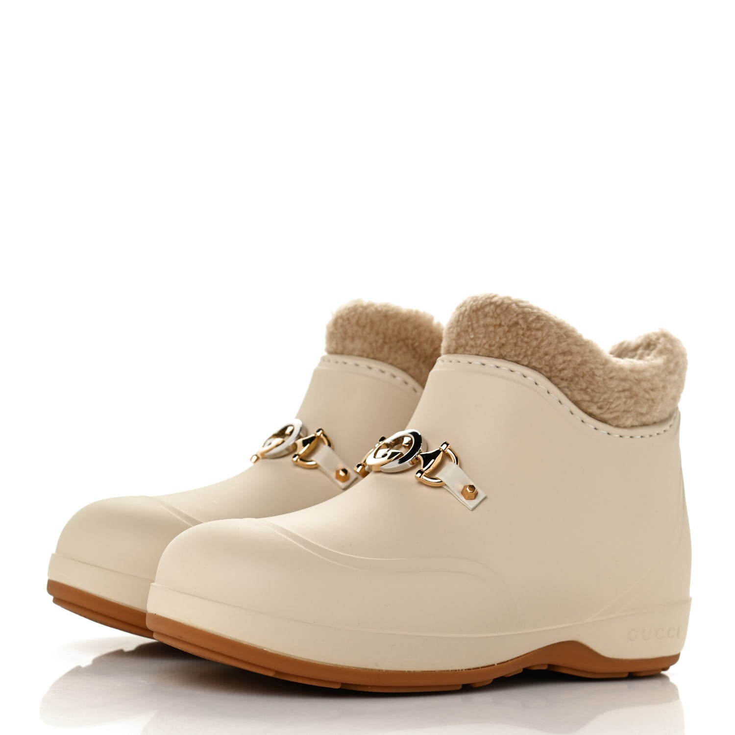 Gucci Rubber Wool Womens Crossy Ankle Boots 35 Mystic White Butterscotch 3 of 11