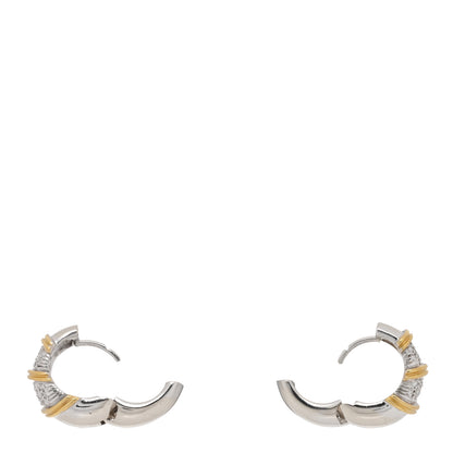 Roberto Coin 18K Yellow White Gold Diamond Nabucco Hoop Earrings 3 of 4