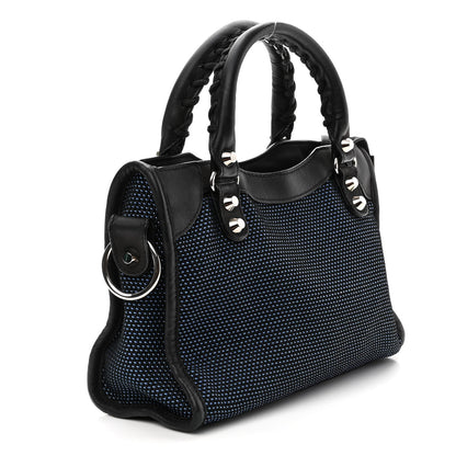 Balenciaga Mesh Agneau Arena Classic Silver Hardware Mini City Black Navy Orange 3 of 10