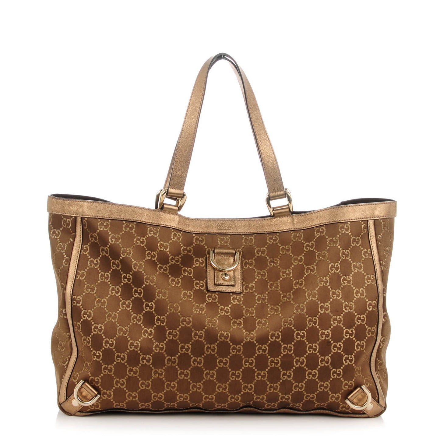 Satin Monogram Large Abbey Tote Metallic Bronze