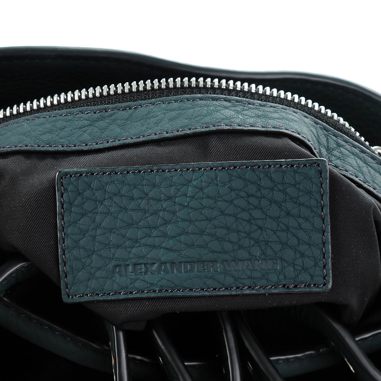 Pebbled Calfskin Small Diego Bucket Bag Varsity Nickel Hardware