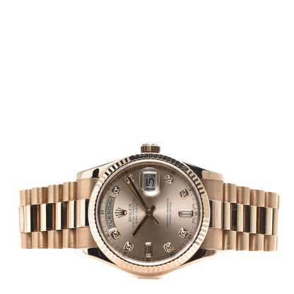 Rolex 18K Everose Gold Diamond 36mm Oyster Perpetual Day-Date President Watch Rose 118235 3 of 6