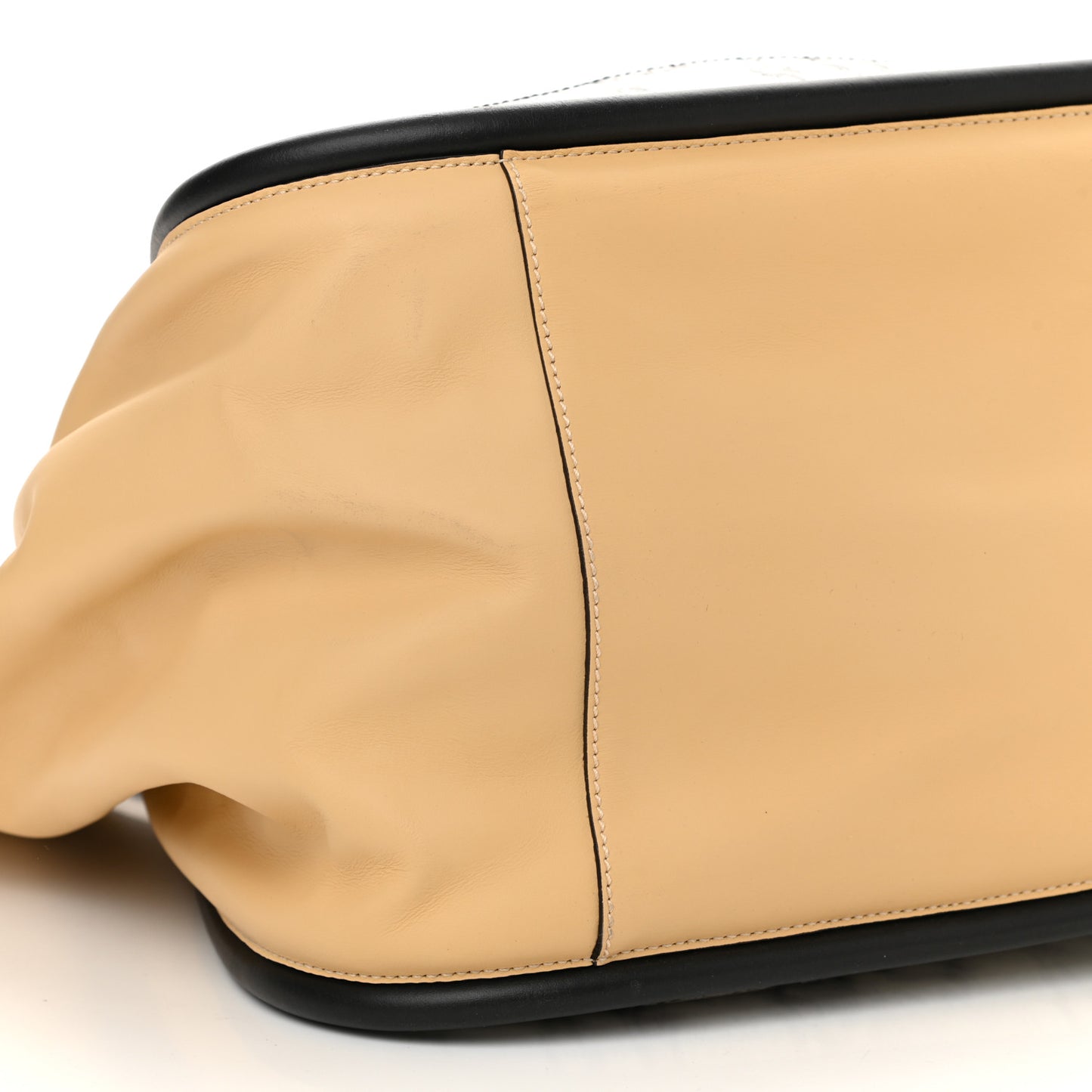 Calfskin Snakeskin Embossed XL Ruched Tote Beige White