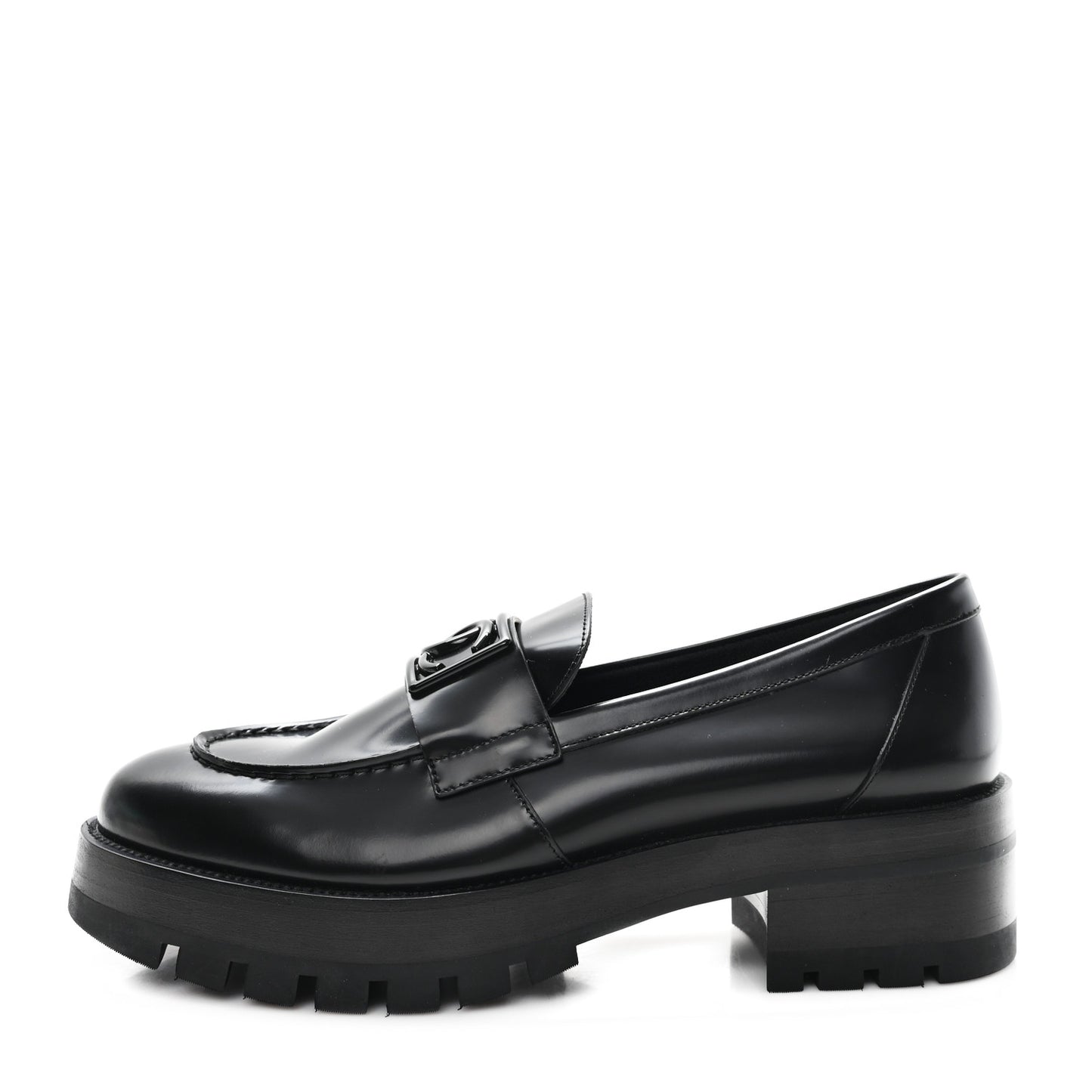 Calfskin Metal CC Loafers 40.5 Black