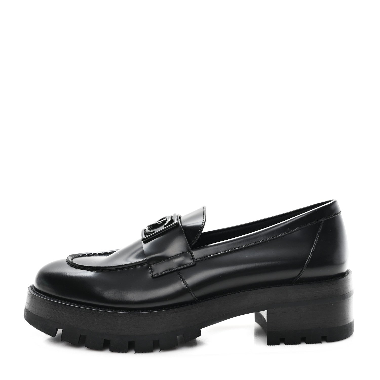 Chanel Calfskin Metal CC Loafers 40.5 Black 1 of 10