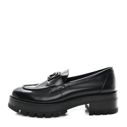 Chanel Calfskin Metal CC Loafers 40.5 Black 1 of 10
