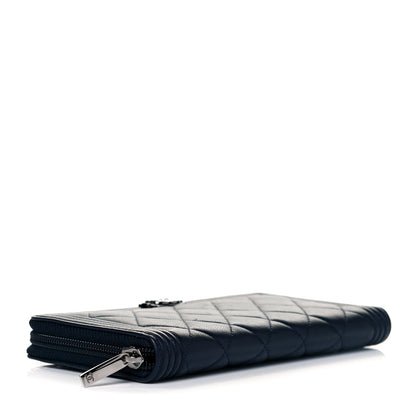 Chanel Lambskin Quilted Boy Zip Around Wallet Navy 4 of 11