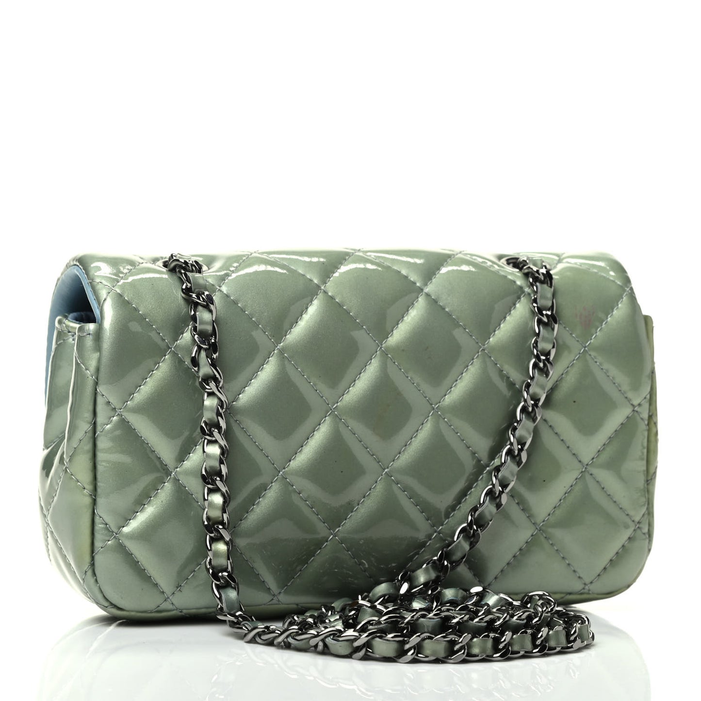 Patent Quilted Extra Mini Flap Light Blue