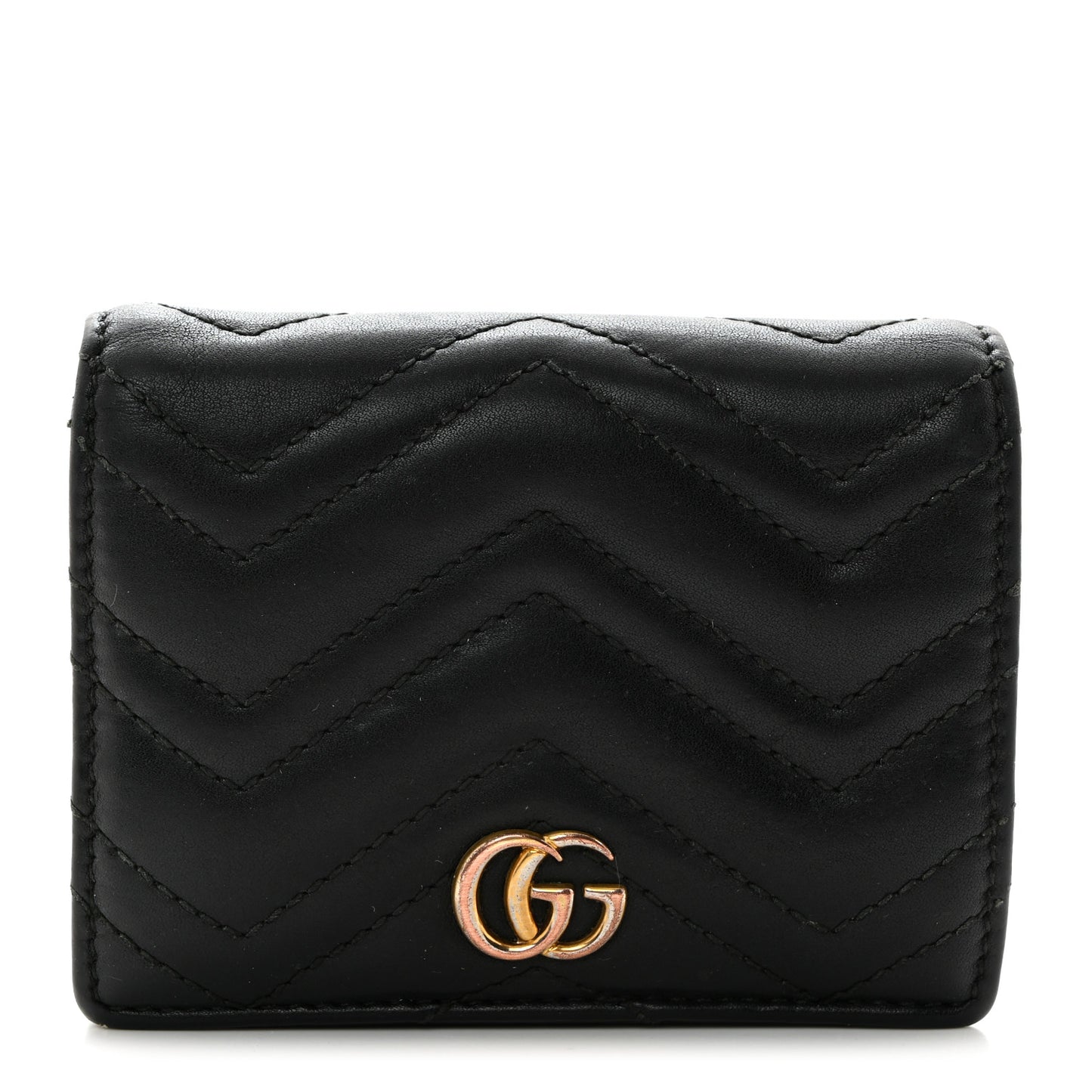 Calfskin Matelasse GG Marmont Card Case Black