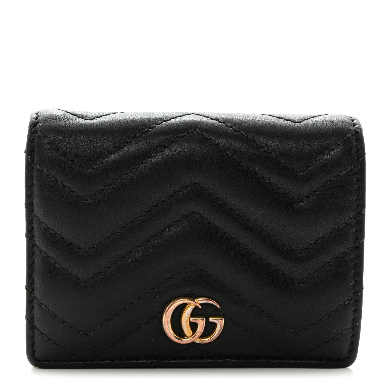 Gucci Calfskin Matelasse GG Marmont Card Case Black 1 of 8