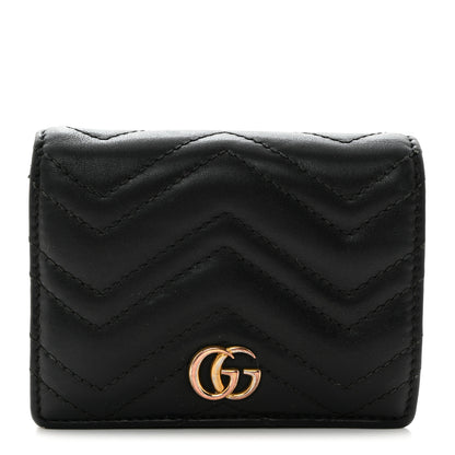 Gucci Calfskin Matelasse GG Marmont Card Case Black 1 of 8