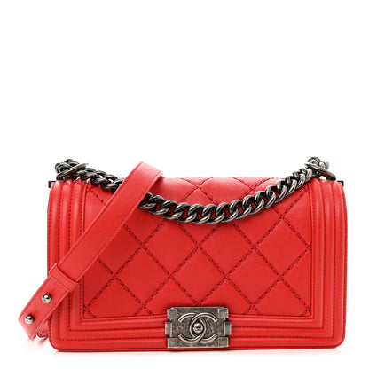 Chanel Calfskin Double Stitch Small Boy Flap Red 1 of 10