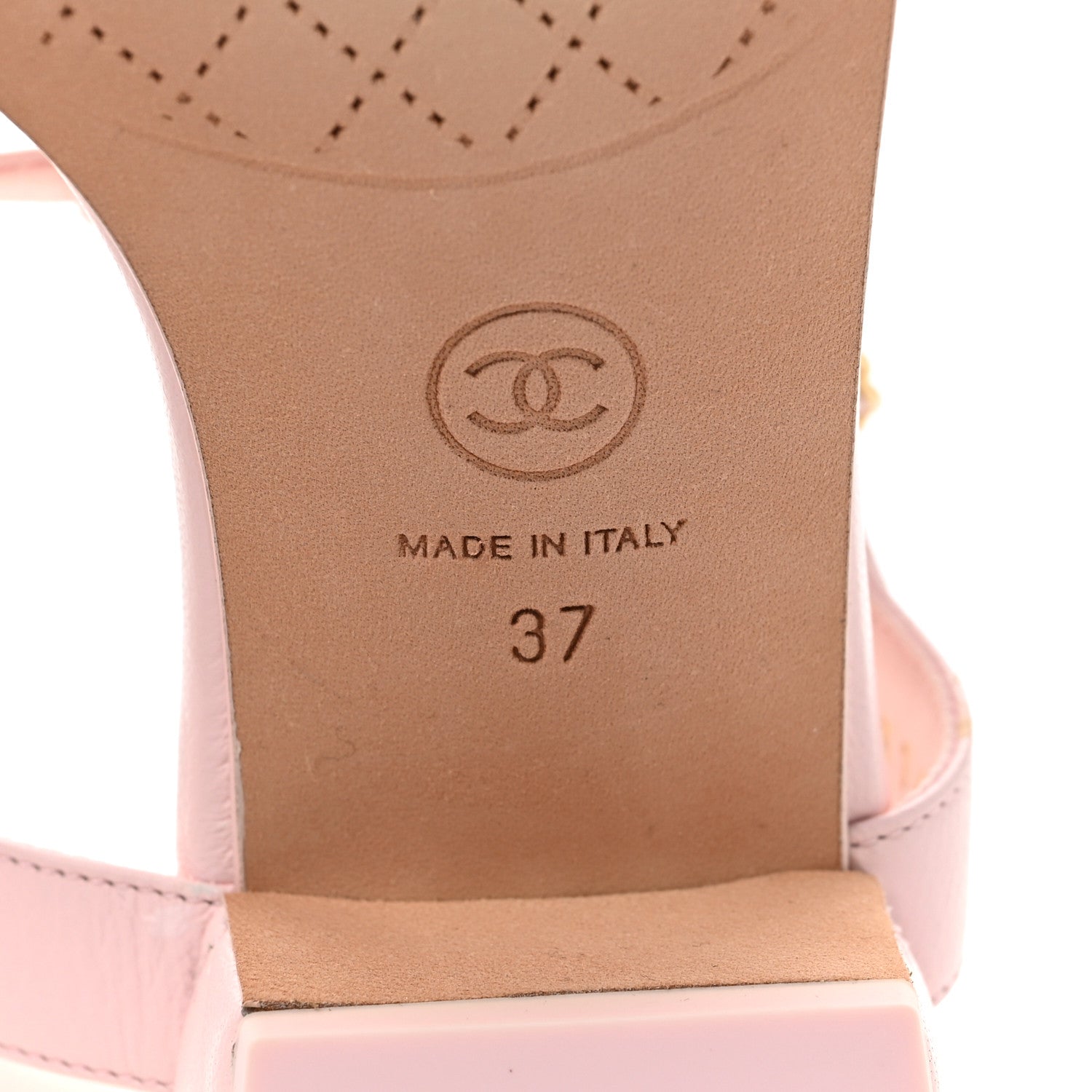 Chanel Lambskin Chain CC Logo Thong Sandals 37 Light Pink 6 of 8