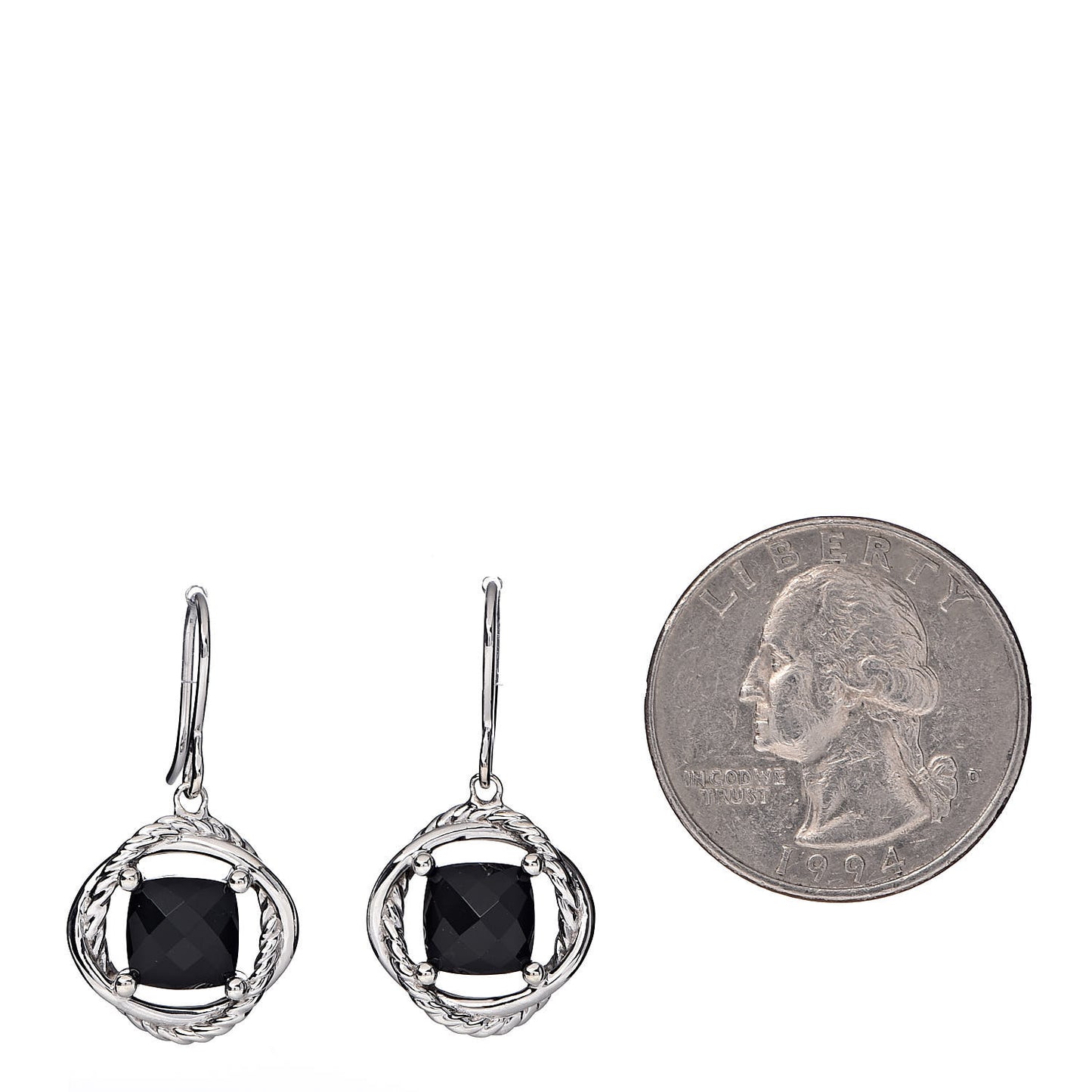 Sterling Silver Black Onyx 7mm Infinity Drop Earrings