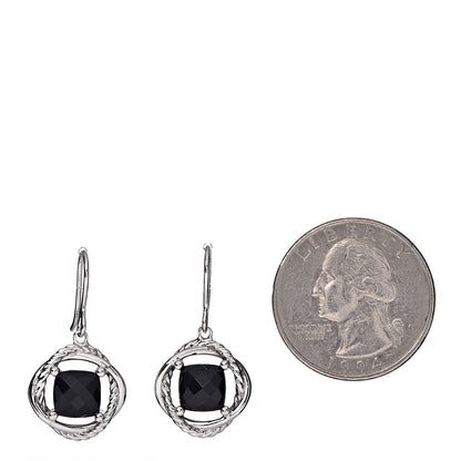 David Yurman Sterling Silver Black Onyx 7mm Infinity Drop Earrings 2 of 4