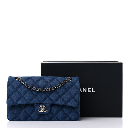 Chanel Printed Denim Quilted Medium Double Flap Dark Blue 9 of 9